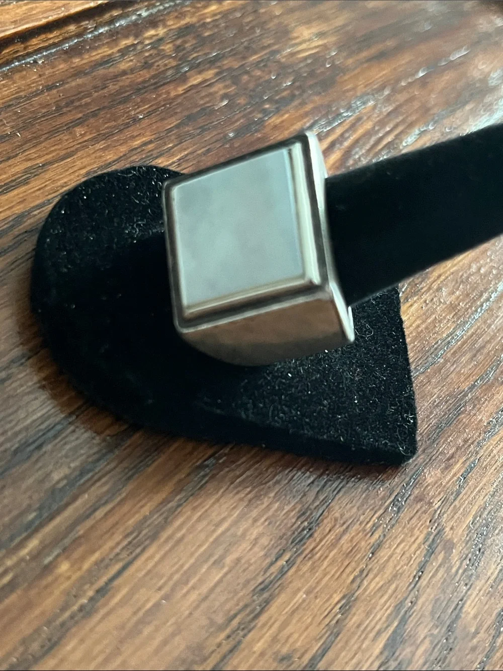 Kenneth Cole Silver-Tone Ring with White/MOP Square Inlay